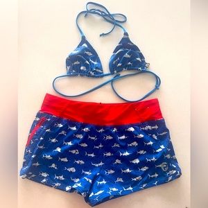 Pelagic Fishing Bali Shorts and Key West Triangle Bikini Top Size Small